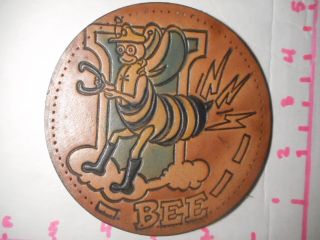 Us Bomber Squad With Bee Horse Shoe Hand Made Vintage Leather Patch B - 1