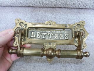 Vintage Ornate Solid Brass Letters Mail Slot Door Knocker 8.  5 " X 4.  25 "