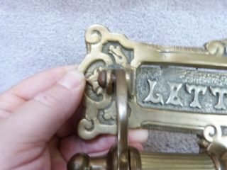 Vintage ORNATE Solid Brass LETTERS Mail Slot Door Knocker 8.  5 
