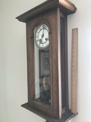 Antique Gustav Becker spring driven wall clock,  movement runs 4