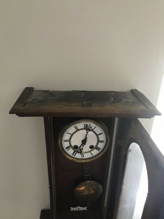 Antique Gustav Becker spring driven wall clock,  movement runs 8