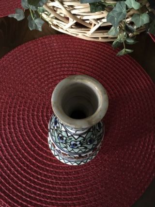 Vintage Jerusalem Jordan Islamic Iznik Armenian Floral Pottery Vase 3
