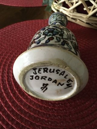 Vintage Jerusalem Jordan Islamic Iznik Armenian Floral Pottery Vase 4