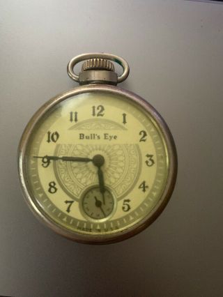 Vintage Westclox Bulls Eye Pocket Watch.  Made In Usa Ornate Dial