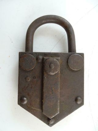 Antique Wrought Iron Large Oversized Skeleton Key Padlock Lock Victorian Vintage
