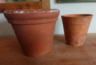 2 Old Victorian Vintage Terracotta Plant Pots Garden Sankey Ward Darlaston Pots