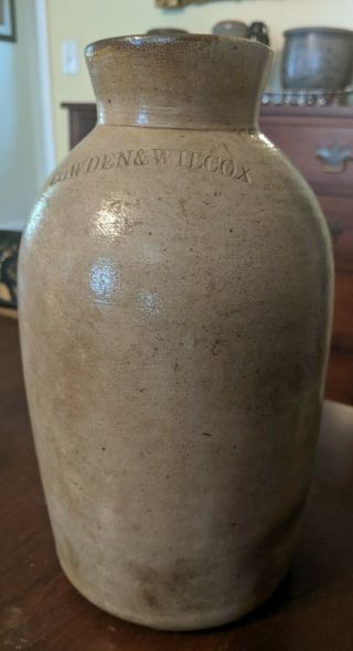 Antique Cowden & Wilcox Harrisburg Pa Stoneware Oyster Crock Jar