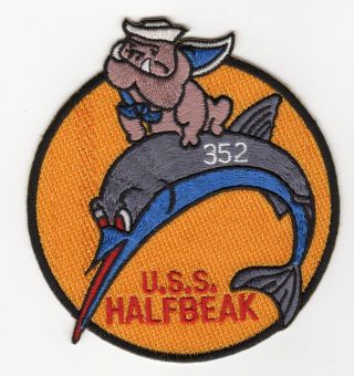 Uss Halfbeak Ss 352 - Bdog Riding Fish - Submarine - Bcpatch B412
