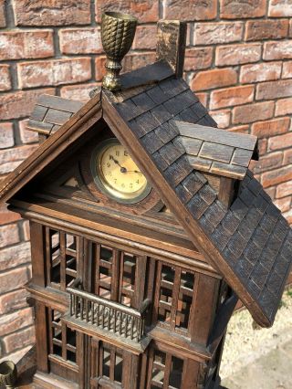Unusual Wooden House Clock Black Forest