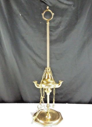 Antique Brass 4 Wick Whale Oil Lamp/lantern 22 " Tall With Tools Home Lighting