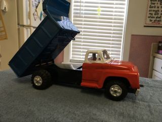 Vintage 1960s Tin Litho Friction Ford Dump Truck Atc Japan