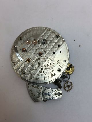 Hamilton 940 18s 21j Pocket Watch Movement -