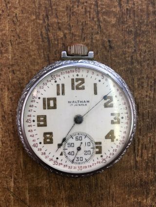 Antique 1902 Waltham Pocket Watch 15 Jewels - Open Face -
