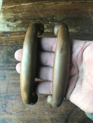 Reclaimed Antique Heavy Brass 6” Door Pull Handles Architectural Salvage Entry 3