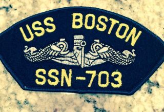 Uss Boston Ssn - 703 U.  S.  Navy Military Patch Patriotic 5 3/4 " X 3 "
