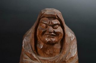T2277:Japanese Wood carving Daruma STATUE sculpture Ornament Figurines Okimono 2