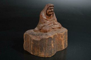 T2277:Japanese Wood carving Daruma STATUE sculpture Ornament Figurines Okimono 3