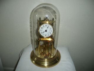 Kieninger & Obergfell Anniversary Clock In Glass Dome,  Standard Movement.  Vgc