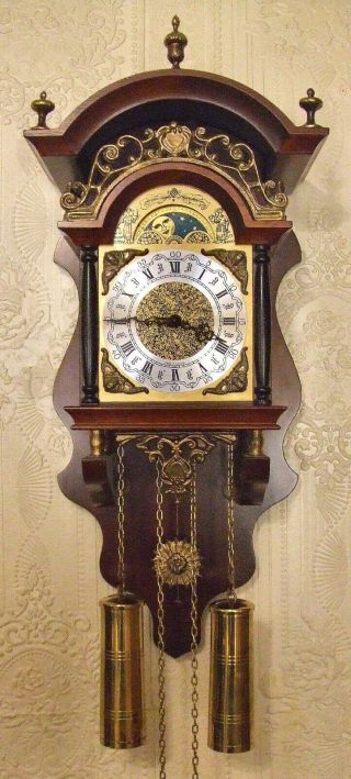 Vintage Dutch Hermle Bell Ring Wall Clock With Moonphase - Perfect Order