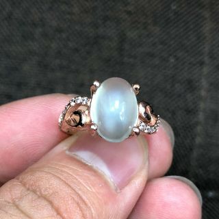 Rare Chinese Ice Jadeite Jade Egg Shape Bead Handwork Collectible No.  6.  5 - 12 Ring