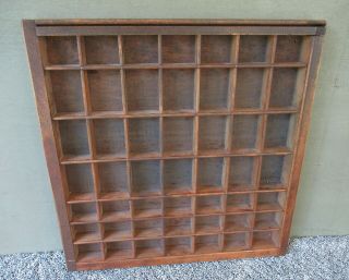 Antique Type Tray Vintage Primitive Printers Drawer Shadow Box,  49 Sections