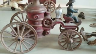 Vintage Osco Cast Iron Toy Fire Truck,  Log Wagon & Ice Wagon