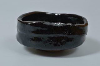S6979: Japanese Seto - Ware Black Glaze Tea Bowl Green Tea Tool Tea Ceremony