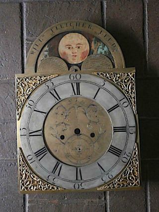 C1760 Longcase Grandfather Clock Dial 13x18 Inch Moonphase Dial