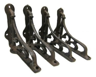 Set Of 4 Cast Iron Shelf Brackets Very Small 3.  5 " X 4 " Antique - Style Rustic