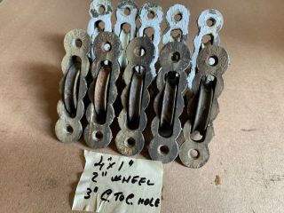 10 Vintage Scalloped Cast Iron Old Window Sash Pulleys 4 X 1 "