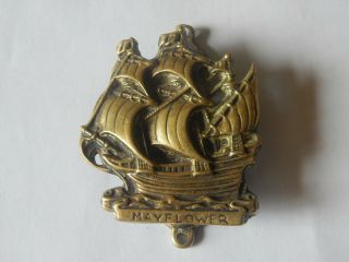 Old Reclaimed Brass Door Knocker Mayflower Pilgrims Sailing Ship