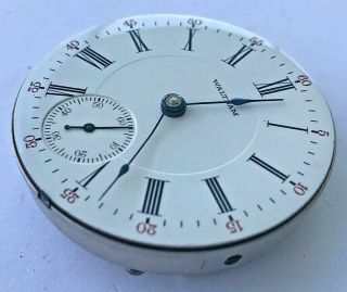 18s - Antique 1906 Waltham hand winding pocket watch movement w.  porcelain dial 2