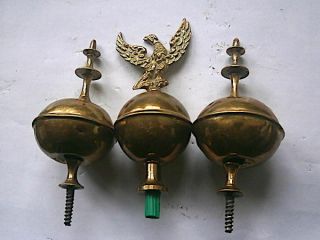 Set Of 3 Longcase Grandfather Clock Brass Finials C1830