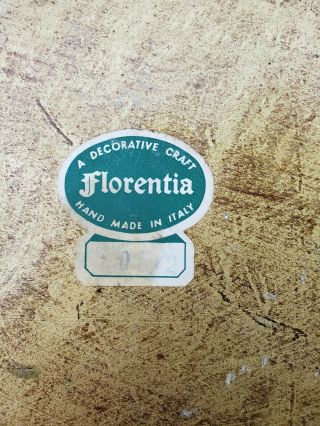 Vintage Italian Florentine Toleware Gold Gilt Round Tray Florence Italy 7