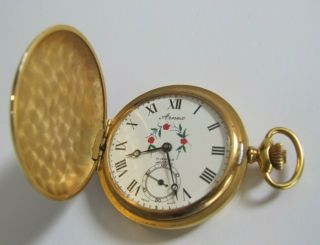 Vintage Arnex 17j Gold Tone Incabloc Pocket Watch Unique 45mm