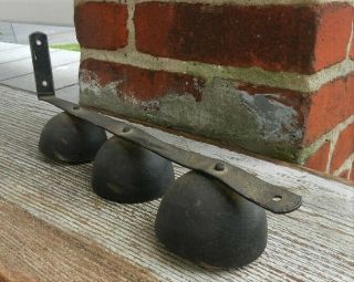 Early Antique General Store Shop Door Bells Chimes Forged Iron Bells And Mount