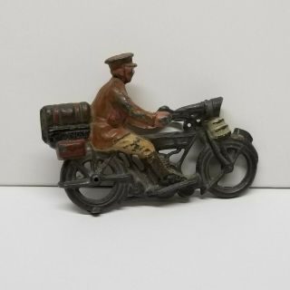 Vintage Britains 54mm Painted Metal Wwii British Army Motorcycle
