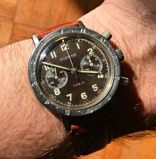 1979 Vintage Dodane Type 21 French Military Flyback Chronograph Tropical Breguet