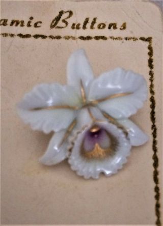 Vintage Realistic Toshikane Japan Arita Porcelain Orchid Button