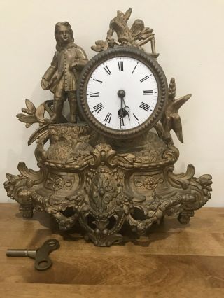 Antique French Brevete Clock Marked B B Sgdg Made In Paris Order & Key