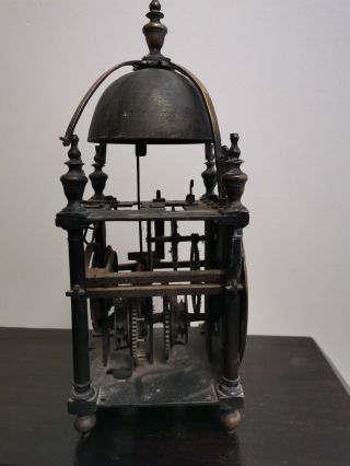 17th Century Lantern Brass Clock England Christopher Ebsworth London 12