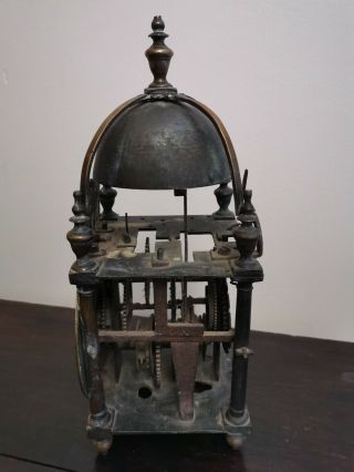 17th Century Lantern Brass Clock England Christopher Ebsworth London 5