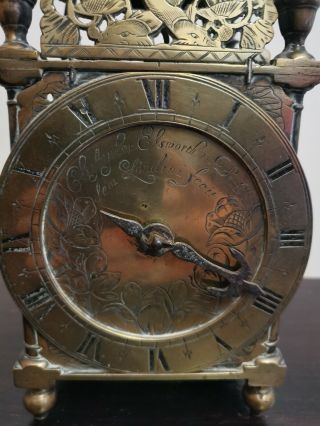 17th Century Lantern Brass Clock England Christopher Ebsworth London 7