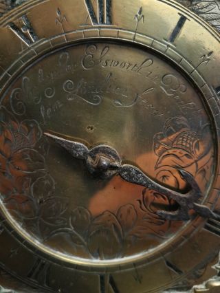 17th Century Lantern Brass Clock England Christopher Ebsworth London 8