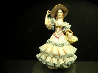 Mz Irish Dresden Pink Dress Lacy Porcelain Figurinethe Darlin Girl From Clare