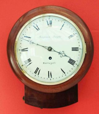 Antique English Benjamin Smythe Harrogate 8 " Convex 8 Day Fusee Dial Clock