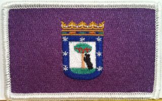 Madrid Espana Flag Embroidery Iron - On Patch Spain Morale Emblem White Border 02
