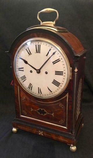 Antique Georgian Bracket Clock Double Fusee Pull Repeat Pad Top Brass Inlay