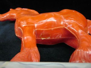 Rare Red Horse on Cart Celluloid Pull Toy 1940 ' s 6