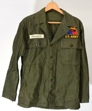 Vietnam Era Cotton Utility Fatigue Shirt With 48th Armored Div.  Patch